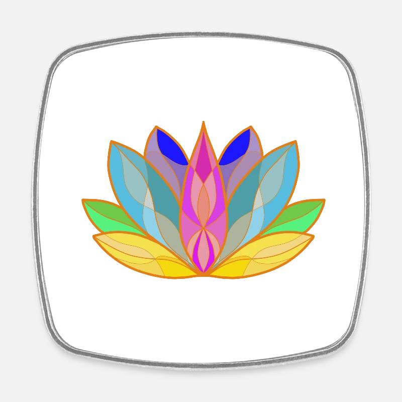 Lotus en fleurs Mandala Design - Magnet carré - blanc