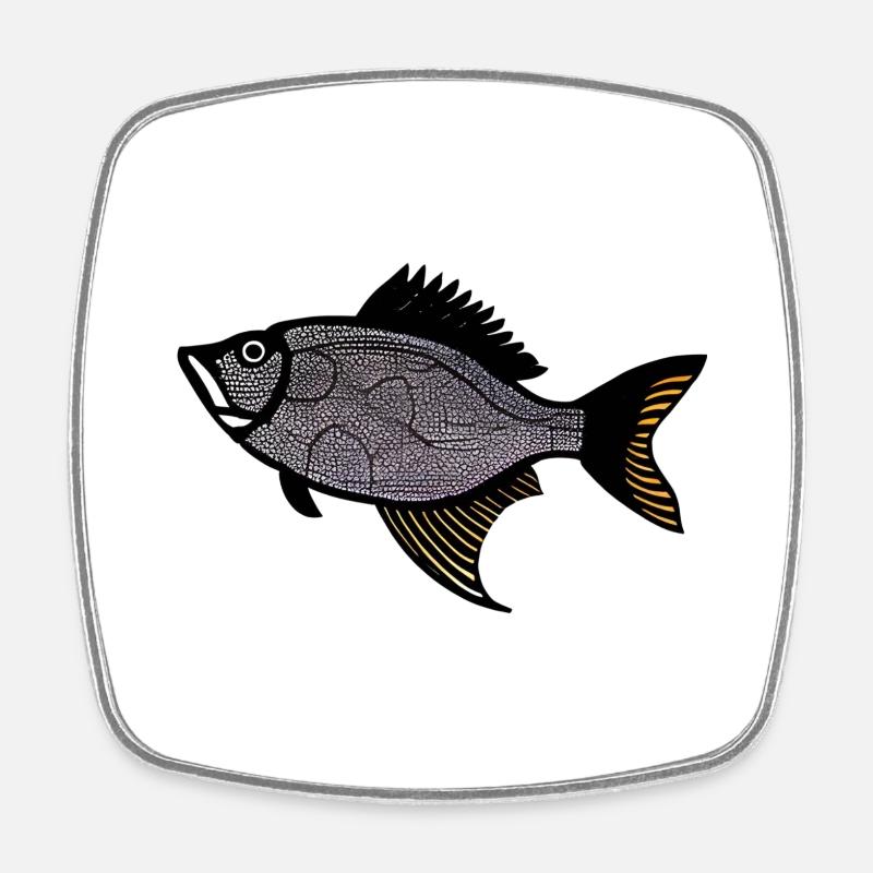 Red Drummer Fish (sébaste) - Magnet carré - blanc