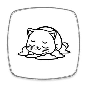 Little cat that sleeps - Square fridge magnet - white - Front