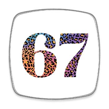 67. Geburtstag Leopard - Viereckiger Kühlschrankmagnet - Weiß - Vorne