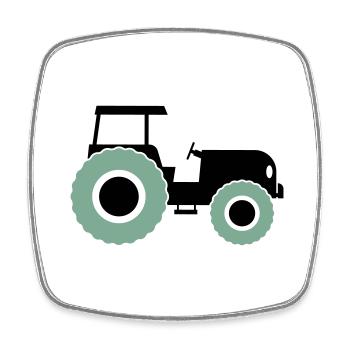 tractor - Square fridge magnet - white - Front