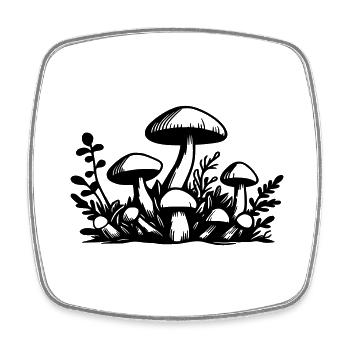 Champignons Pilze - Magnet carré - blanc - Devant