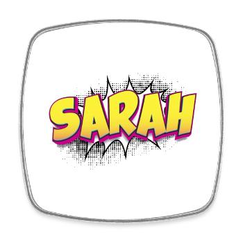 Sarah nom personnalisé bande dessinée Style Pop Art, Sarah - Magnet carré - blanc - Devant