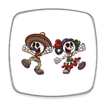 Squelettes mexicains - Magnet carré - blanc - Devant