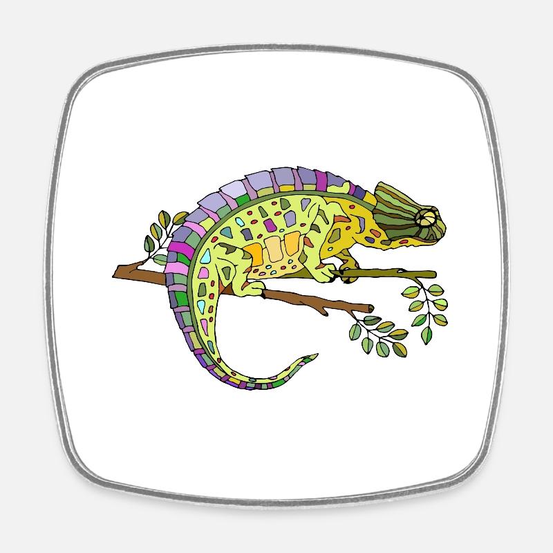 Caméléon - Magnet carré - blanc