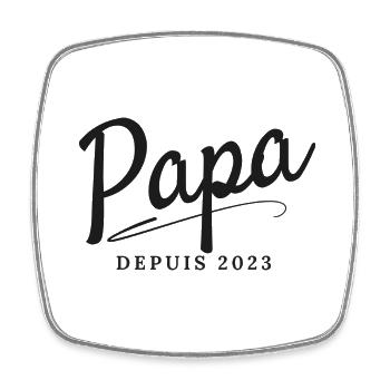 Papa depuis 2023 - Magnet carré - blanc - Devant