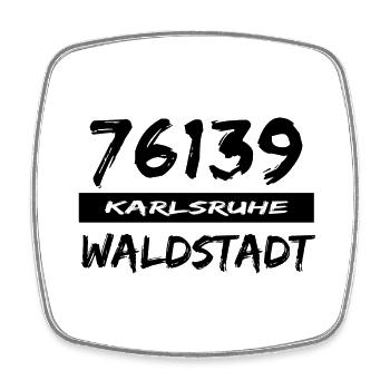 76139 Karlsruhe Waldstadt - Viereckiger Kühlschrankmagnet - Weiß - Vorne