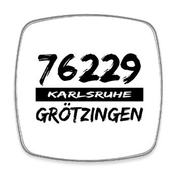76229 Karlsruhe Grötzingen - Viereckiger Kühlschrankmagnet - Weiß - Vorne