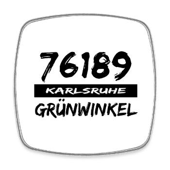 76189 Karlsruhe Grünwinkel - Viereckiger Kühlschrankmagnet - Weiß - Vorne