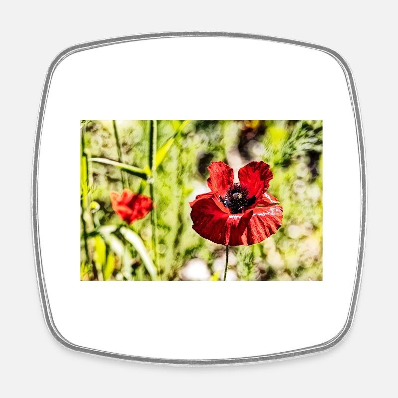 Coquelicots - Magnet carré - blanc