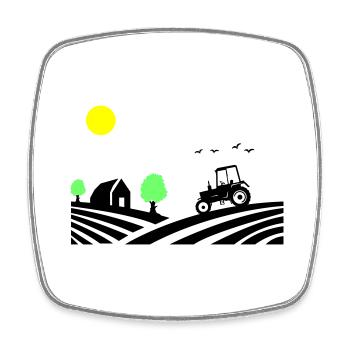 Ferme de tracteurs - Magnet carré - blanc - Devant