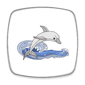 Delfin - Viereckiger Kühlschrankmagnet - Weiß - Vorne