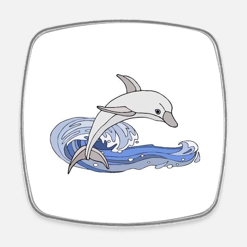 Delfin - Viereckiger Kühlschrankmagnet - Weiß