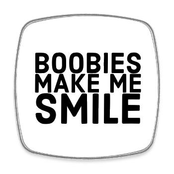 Boobies make me smile - Square fridge magnet - white - Front