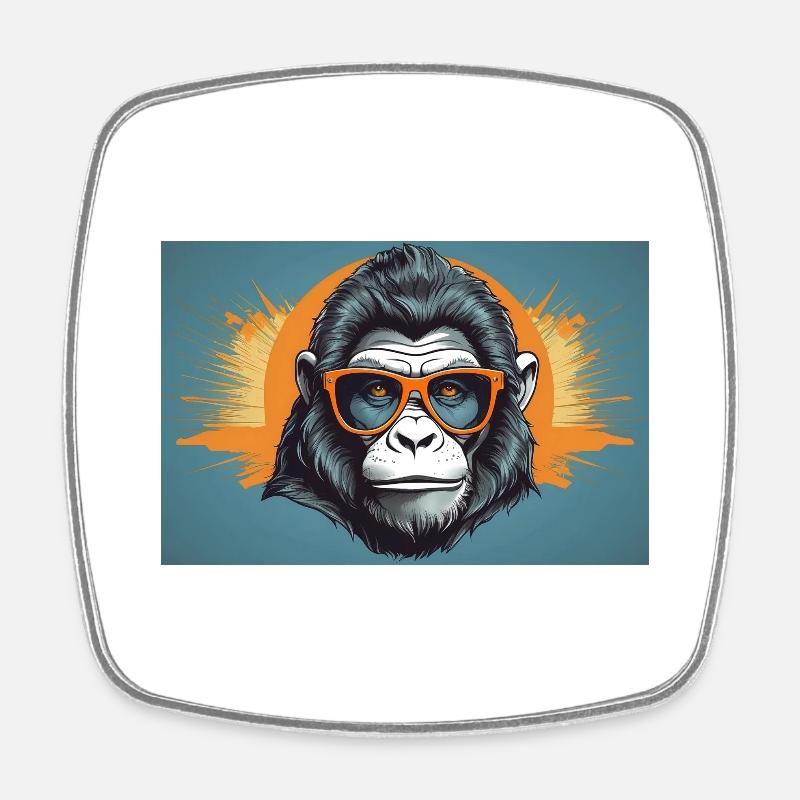 Gorillas with goggles - Square fridge magnet - white