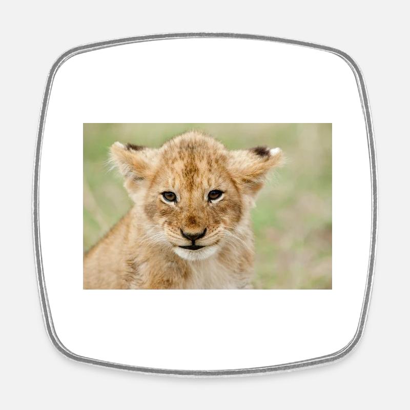 Bébé Lion - Magnet carré - blanc
