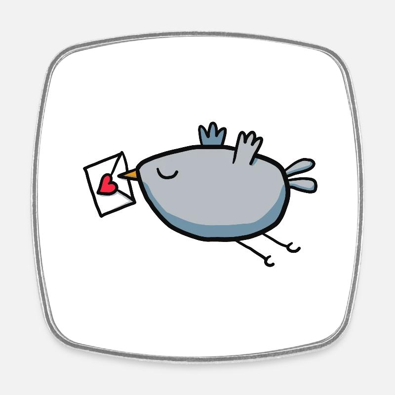 Bird with love letter - Square fridge magnet - white