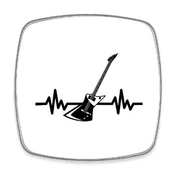 Heartbeat Guitare - Rock n Roll Punk Band Metal - Magnet carré - blanc - Devant