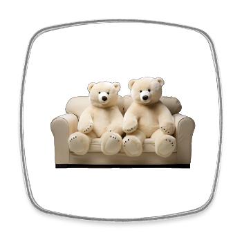 Zwei glückliche Eis-Teddybären auf dem Sofa - Viereckiger Kühlschrankmagnet - Weiß - Vorne