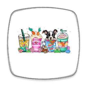 Café chien pâques bouledog2 4500x5400Français B - Magnet carré - blanc - Devant