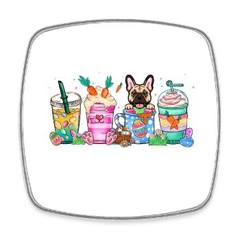 Café chien de Pâques bouledogue français 4500x5400Français Bu - Magnet carré - blanc - Devant