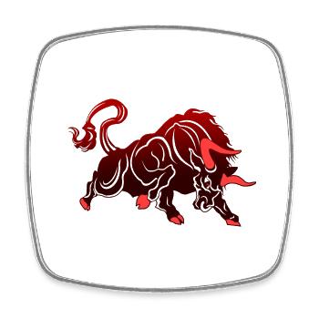 Stier Stierkopf Kopf Logo Steak Beast Gym Horn - Viereckiger Kühlschrankmagnet - Weiß - Vorne