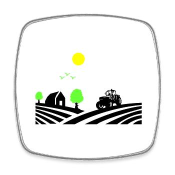 Ferme de tracteurs - Magnet carré - blanc - Devant