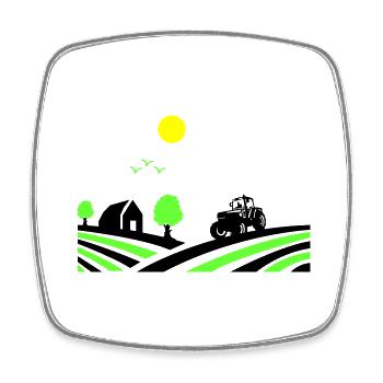 Ferme de tracteurs - Magnet carré - blanc - Devant