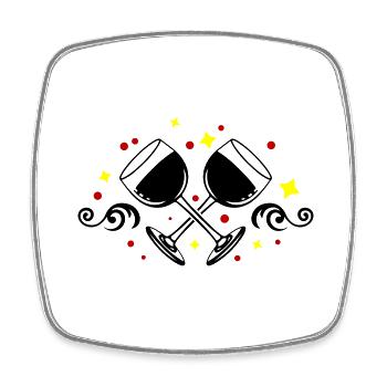 Wine Glass Red Wine Symbol - Square fridge magnet - white - Front