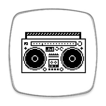 8bit Pixel Boombox - Viereckiger Kühlschrankmagnet - Weiß - Vorne