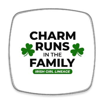 Irish Girl Lineage: Family Charm St Patricks day - Square fridge magnet - white - Front