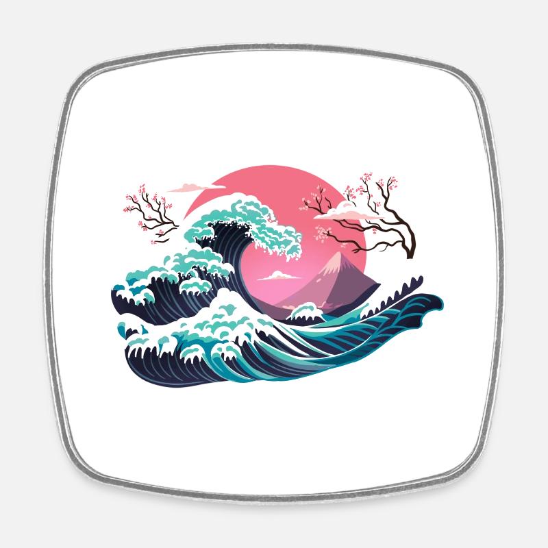 Hokusai Winter - Square fridge magnet - white
