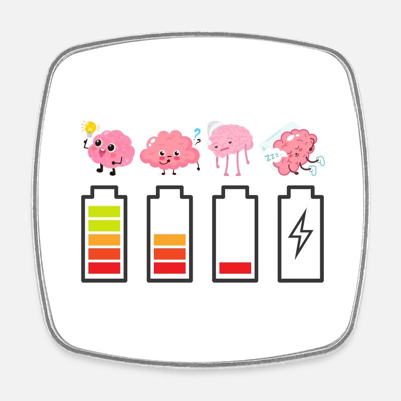 Battery brains - Square fridge magnet - white