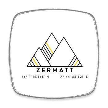 Minimalistisches Zermatt-Logo - Viereckiger Kühlschrankmagnet - Weiß - Vorne