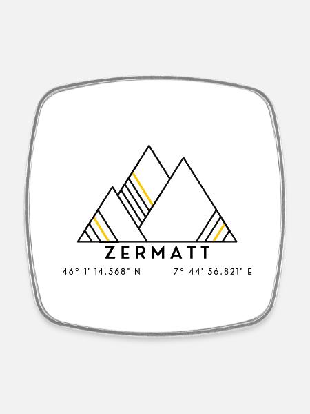 Minimalistisches Zermatt-Logo - Viereckiger Kühlschrankmagnet - Weiß