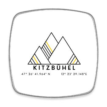 Minimalistisches Kitzbühel-Logo - Viereckiger Kühlschrankmagnet - Weiß - Vorne
