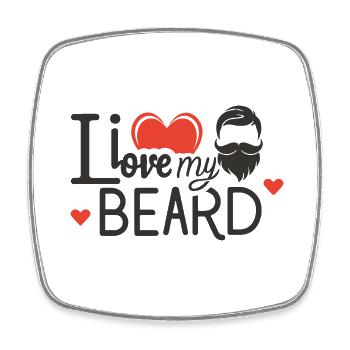I love my beard 2 - Square fridge magnet - white - Front