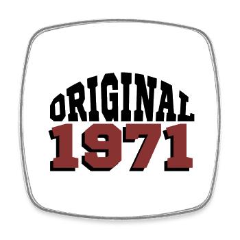 Original 1971 - Viereckiger Kühlschrankmagnet - Weiß - Vorne