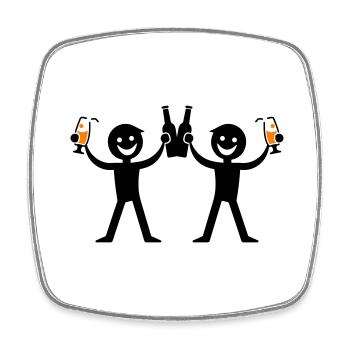 Boire une bouteille de bière - Magnet carré - blanc - Devant