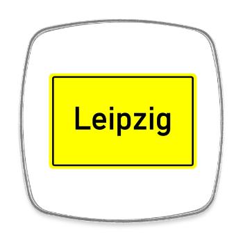 Panneau de la ville de Leipzig - Magnet carré - blanc - Devant