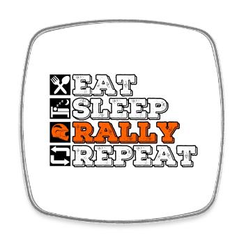 Eat Sleep Rally Wiederholung - Viereckiger Kühlschrankmagnet - Weiß - Vorne