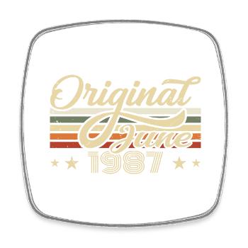 June 1987 | Birthday 1987 Vintage June 1987 - Square fridge magnet - white - Front