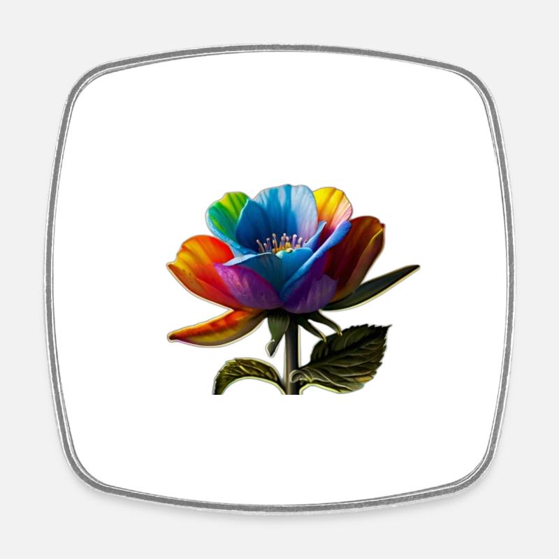 Rainbow Flower - Square fridge magnet - white