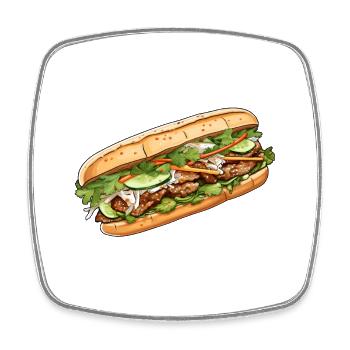 Banh Mi Vietnam - Viereckiger Kühlschrankmagnet - Weiß - Vorne