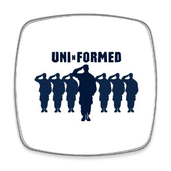 Uni-n-formed Uni-n-formiert - Viereckiger Kühlschrankmagnet - Weiß - Vorne