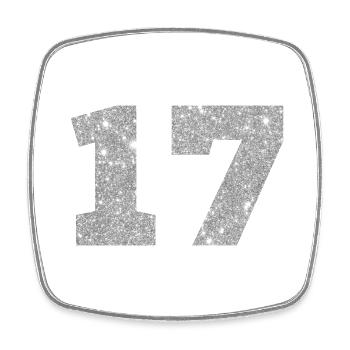 Nummer 17 Silberner Glitzer - 17. Jubiläum - Viereckiger Kühlschrankmagnet - Weiß - Vorne