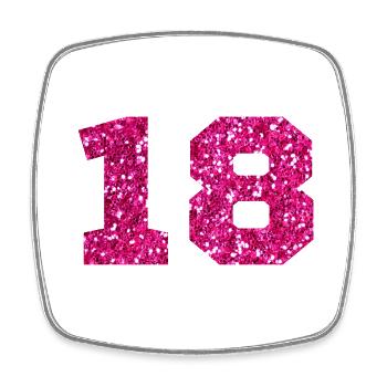 Nummer 18 Pink Glitter - 18. Geburtstag - Viereckiger Kühlschrankmagnet - Weiß - Vorne