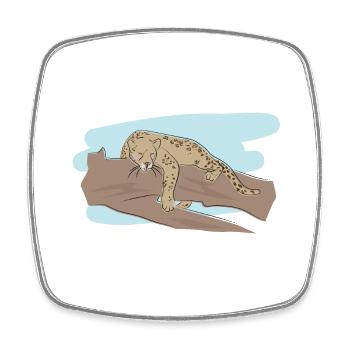 Illustrated design with Jaguar - Square fridge magnet - white - Front