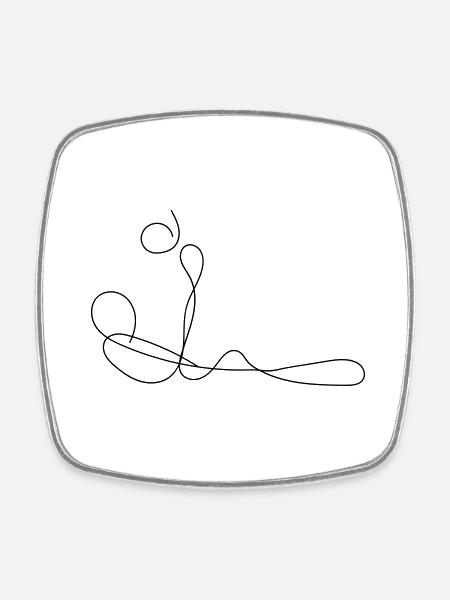 Fußballer Fine-Line-Art - Viereckiger Kühlschrankmagnet - Weiß