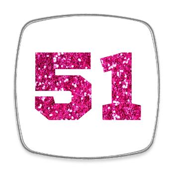 Number 51 Pink Glitter - 51st Anniversary - Square fridge magnet - white - Front